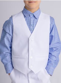 Gilet garçon blanc pour baptême, mariage ou communion