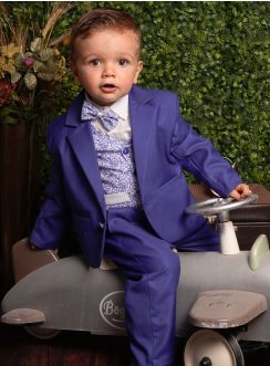Costume bébé avec gilet et noeud bleu royal
