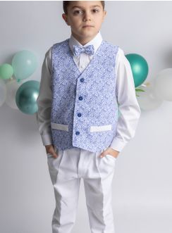 Costume enfant pour mariage blanc et bleu royal