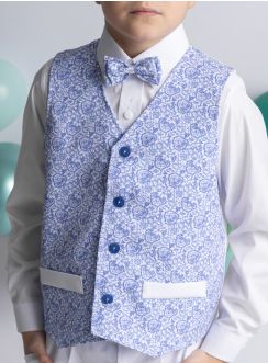 Gilet mariage garçon bleu roy + noeud papillon