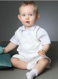 salopette short baptême bébé garçon