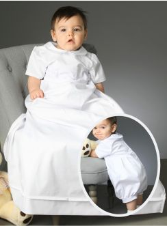 Robe de baptême longue garçon barboteuse + jupe