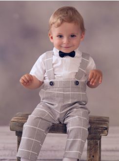 Costume bébé garçon pour baptême ou mariage en salopette !