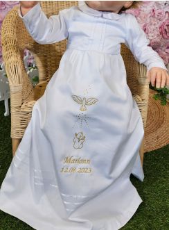 Robe Baptême longue mixte collection " bébé et colombe"