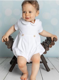 Barboteuse blanche bébé ou petit garçon baptême