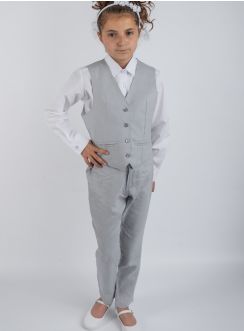 Tenue de mariage avec pantalon pour fille lin gris