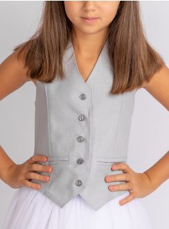 Bustier fille en lin gris
