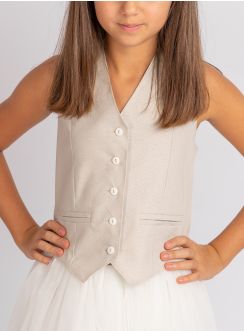 Bustier fille en lin beige