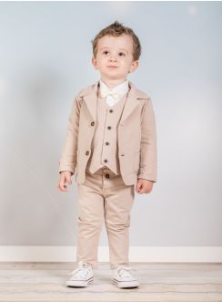 Costumes beige pour bébé ou petit garçon en coton.