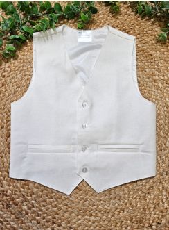 Gilet costume lin blanc cassé pour garçon