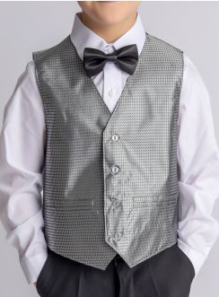 Gilet de costume enfant tissé argent garçon Léo