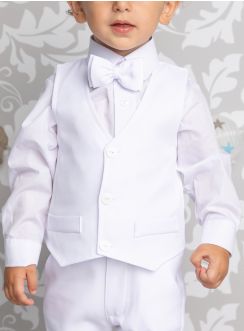 Gilet + noeud papillon bébé et petit garçon blanc