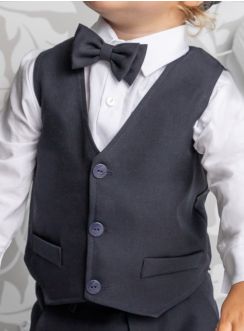 Gilet cérémonie mariage petit garçon avec noeud papillon de 3 mois à 3 ans.