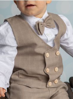 Gilet de mariage pour bébé garçon thème champêtre vintage.
