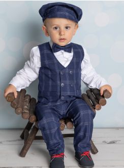 Costume mariage bébé garçon écossais bleu Mario