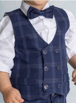 gilet bébé garçon écossais bleu marine pour tenue de mariage