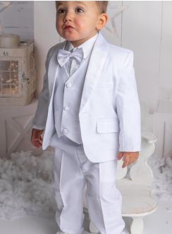 Costume baptême blanc pour petit garçon - Personnalisable