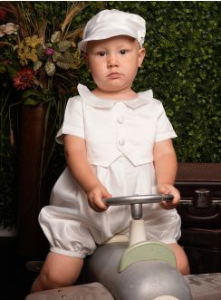barboteuse petit garçon pour baptême ou mariage+ casquette