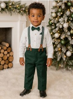 Tenue pas chère petit garçon vert sapin pour cérémonie et mariage