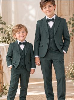 Costume garçon MARIAGE vert foncé porté du petit garçon à l’adolescent