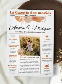 Gazette mariage Terracotta champêtre chic - personnalisable