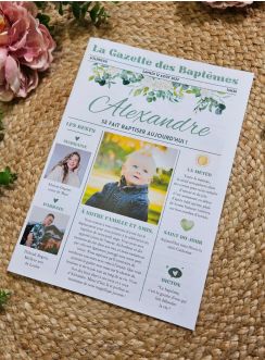 gazette baptême croix fleurie personnalisable