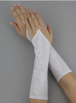 Mitaines mariage femme mi-long dentelle florale