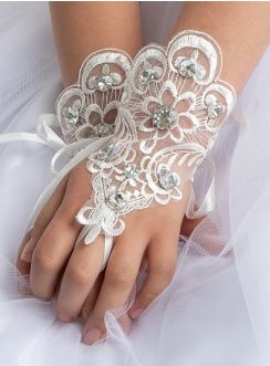 Mitaines blanches fille pour mariage ou communion blanc