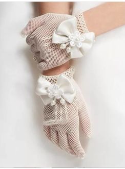 gants cérémonie fille résille et noeud pas cher