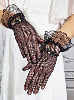 gant résille et dentelle noir