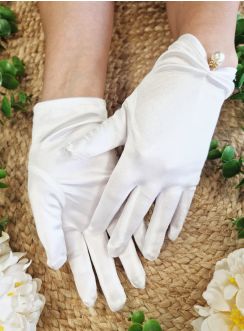 Gants de mariée satin avec bijou perle