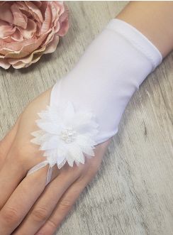 Mitaines cérémonie fille avec fleur