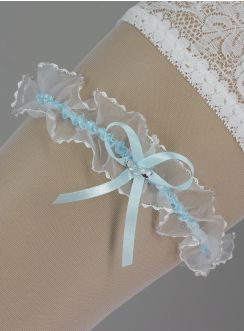jarretière bleue et blanche pour mariée