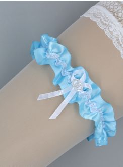 Jarretière mariage bleue en satin