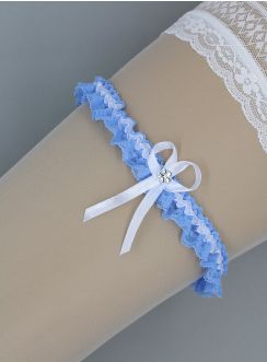 Jarretière fine en dentelle bleue