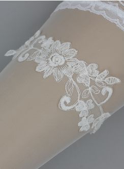 Jarretière mariée dentelle ivoire