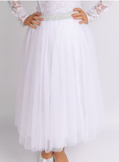 jupe longue tutu tulle cérémonie mariage blanc fille