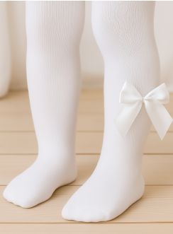 Collant de cérémonie bébé fille avec noeud satin