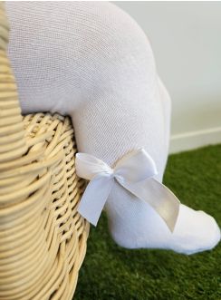 collant blanc bébé petite fille avec noeud satin