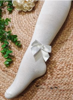 Collant de cérémonie bébé fille avec noeud satin