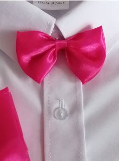 Noeud papillon bébé enfant mariage en organza fabriqué en France rose fushia