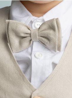 Noeud papillon lin beige pour bébé ou petit garçon