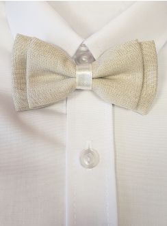 Noeud papillon enfant en lin beige ou gris