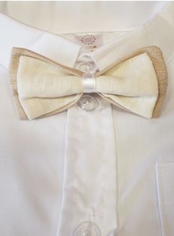 Nœud papillon blanc cassé et lin cérémonie garçon