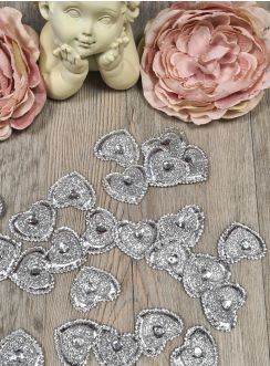 Personnalisation cérémonie mariage baptême communion avec coeur tissu strass