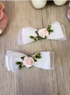 Lot de 2 noeuds avec ruban et fleurs avec velcro