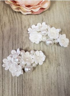 Lot de 2 compositions de fleurs et perles avec velcro