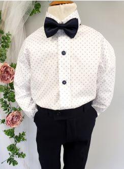Tenue mariage garçon chemise imprimée et noeud pap.