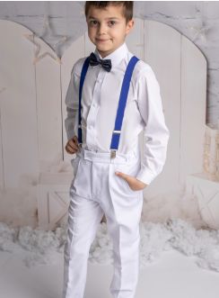 Tenue blanche pour garçon avec bretelles et pas chère :