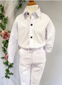 Tenue cérémonie pour garçon - chemise blanche imprimée